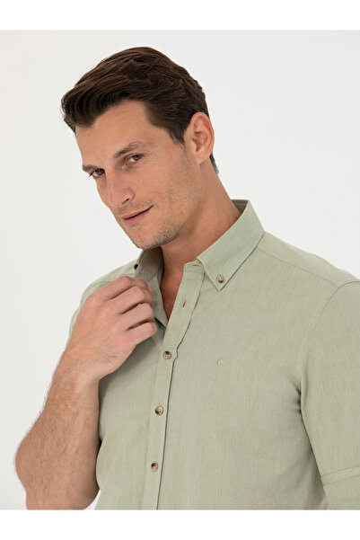 Cacharel Haki Slim Fit Uzun Kollu Gömlek 50265476-VR027