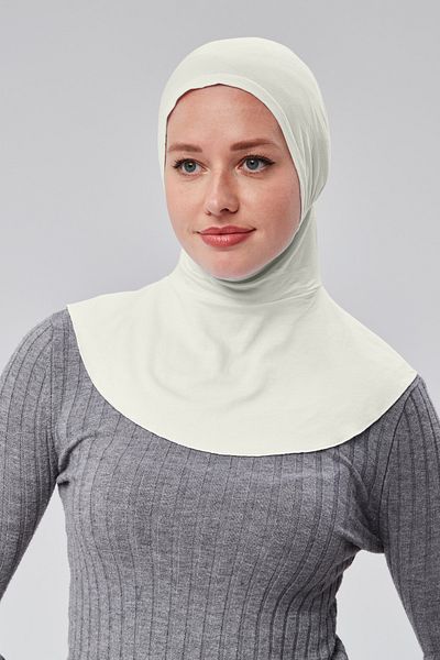 Sonbaharmoda Ecru Γυναικείο Αθλητικό Μαντίλι Hijab με Γιακά - Χτενισμένο Βαμβακερό Καπό