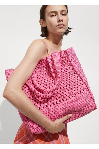 MANGO Woman Natural Fiber Shopper Bag