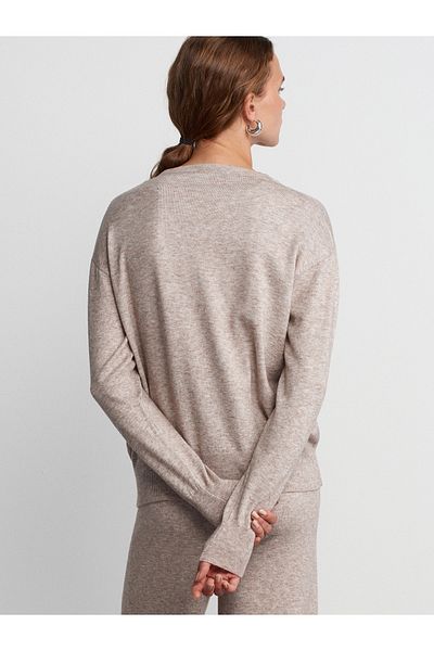 Dilvin 10633 Model Crew Neck Mink Knitwear Sweater - Basic Design