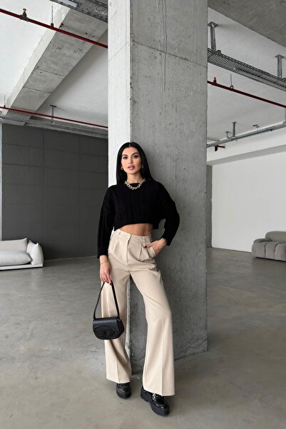 mylove بنطلون بالازو مطوي حجر