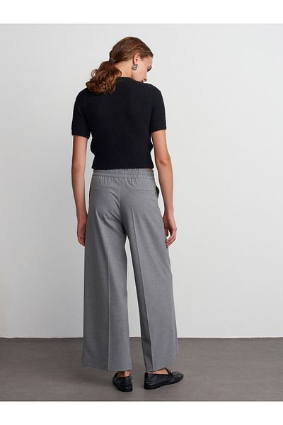 Dilvin 71556 Drawstring Tied Trousers-Light Gray