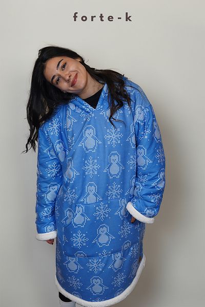 ECEMRE Digital Printed Wearable Blanket Oversized Sweatshirt & Hoodie - Poncho & Fleece