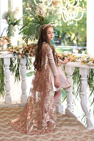 Ribbon kids κορίτσι παιδικό γάμο αποφοίτησης αυτοκόλλητο βελούδινο βραδινό φόρεμα + στέμμα