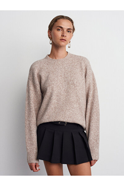 Dilvin 10640 Model - Crew Neck Mink Knitwear πουλόβερ, απαλή υφή - M. Μέγεθος