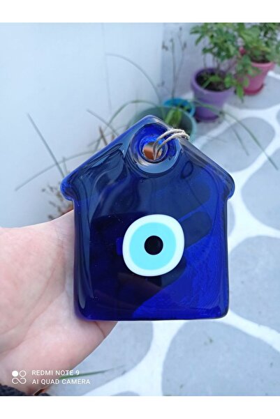 312 KONSEPT Paşabahçe Ev Şekilli Nazar Boncuğu Bahçe Duvar Ağaç Süsü Hediyeli...