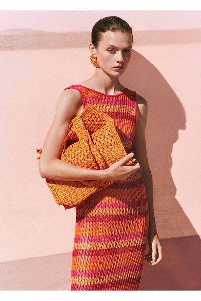 MANGO Woman Shopper-Tasche aus Naturfaser