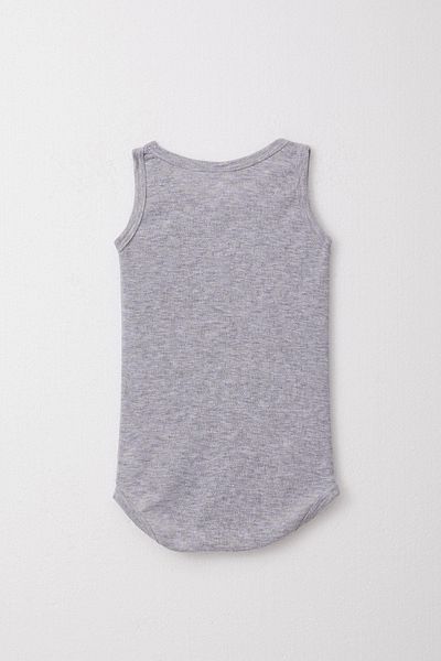 Breeze 9-3 Years Baby Boy Gray Melange Jacquard Bodysuit - Undershirt Bodysuit with Snap Fasteners
