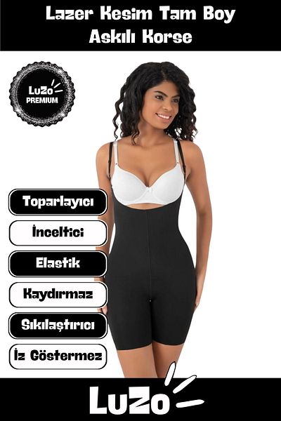 LuZo Premium Series Non-Marking Non-Slip Firming Women's Laser Cut Full Length Strap Corset