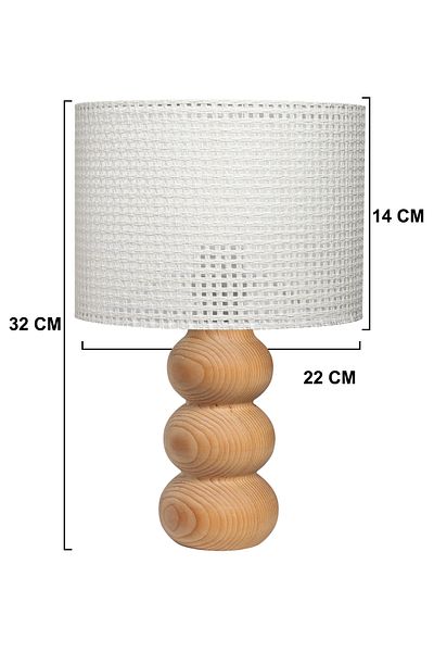 EFLIGHTDESIGN Wooden Lampshade White Wicker Pattern Modern Stylish Bedroom Living Room Table Lamp