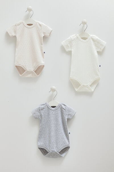 Caramell 100% Cotton 3-Piece Short Sleeve Bodysuit Set for Baby Boy