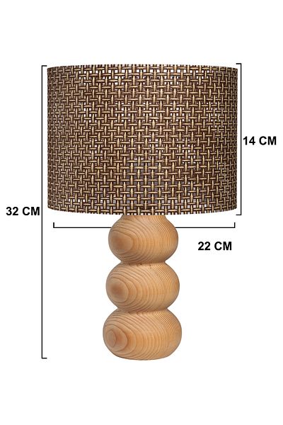 EFLIGHTDESIGN Wooden Lampshade Brown Wicker Pattern Modern Stylish Bedroom Living Room Table Lamp