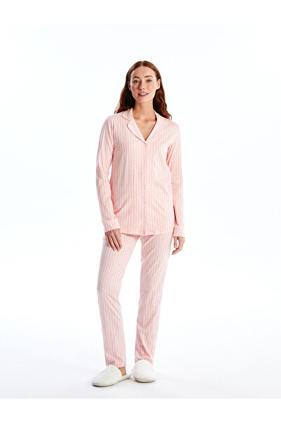 LC Waikiki Özmarka Yeni Sezon Gömlek Yaka Desenli Kadın Pijama Takımı