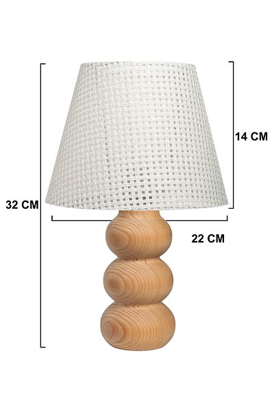 EFLIGHTDESIGN Wooden Lampshade White Wicker Pattern Modern Stylish Bedroom Living Room Table Lamp
