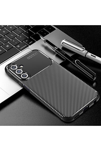 m.tk moveteck Samsung Galaxy S24 FE Kılıf Kamera Kormalı Karbon Desenli Renk Atmaz Koruyucu Silikon Kapak Negro