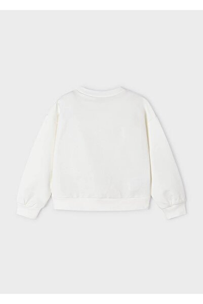 MAYORAL Summer Girl Embroidered Long Sleeve Sweatshirt Cream