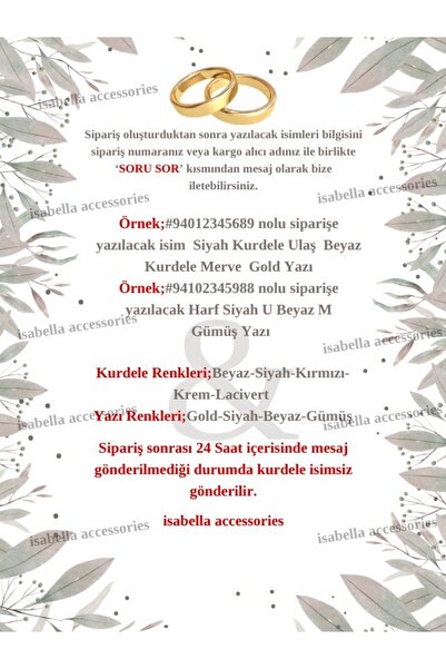 İsabella Accessories Gelin Damat İsimli Tören Takı Kurdelesi Kişiye Özel Baskılı  2 Adet 6cm Eninde 2 Metre Boyunda