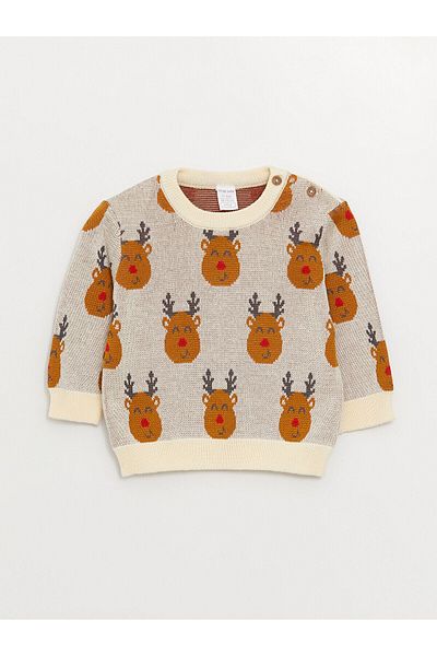 LC Waikiki Lw - Crew Neck Patterned Baby Boy Knitwear Sweater and Trousers 2-Piece