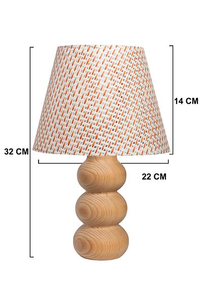 EFLIGHTDESIGN Wooden Lampshade Tile Wicker Pattern Modern Stylish Bedroom Living Room Table Lamp