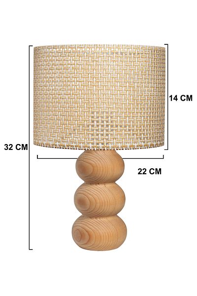 EFLIGHTDESIGN Wooden Lampshade Cream Wicker Pattern Modern Stylish Bedroom Living Room Table Lamp