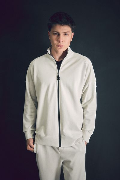 Fulla Moda Βασικό φούτερ με διπλή τσέπη με φερμουάρ γιακά