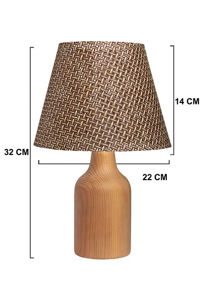 EFLIGHTDESIGN Wooden Lampshade Brown Wicker Pattern Modern Stylish Bedroom Living Room Table Lamp