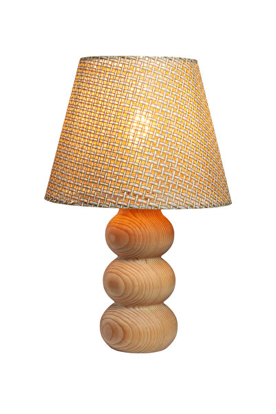 EFLIGHTDESIGN Wooden Lampshade Cream Wicker Pattern Modern Stylish Bedroom Living Room Table Lamp