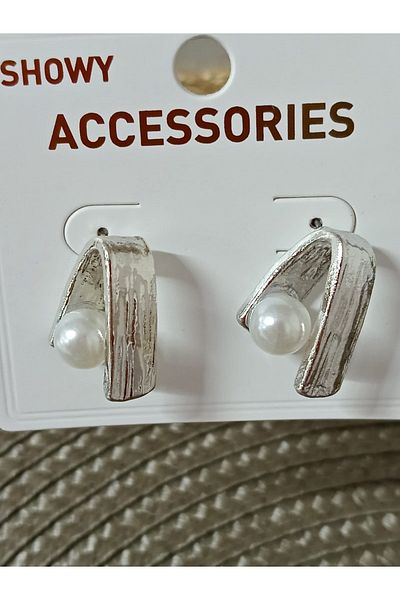 mos&more Modern Design Women's Earrings with Pearls