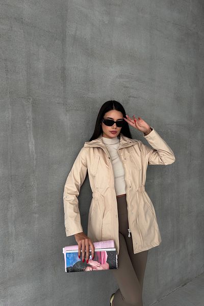 LACHT Df Women's Beige Lined Long Back Intermediate Trench Coat