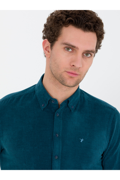 Cacharel Petrol Slim Fit Uzun Kollu Gömlek 50262889-VR102