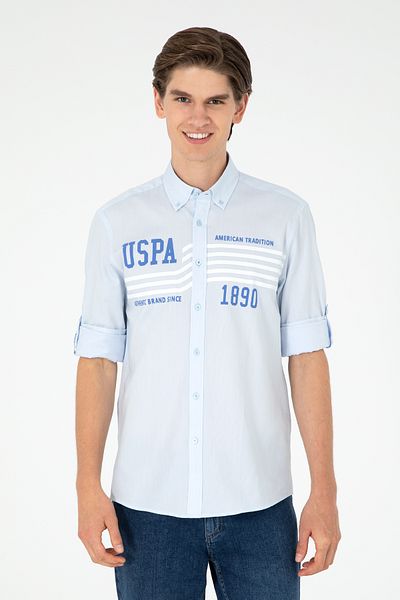 U.S. Polo Assn. Ανδρικό μπλουζάκι με μακρυμάνικο γαλάζιο 50284652-VR003