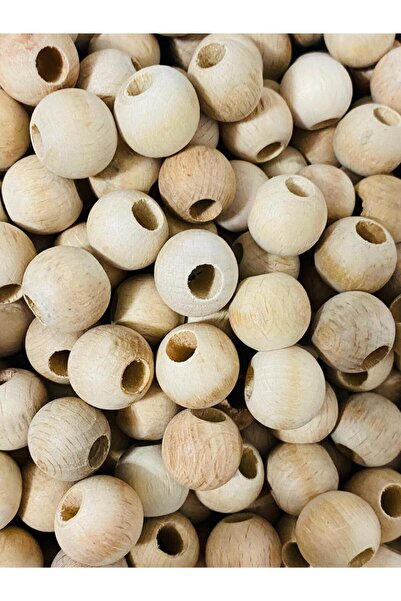 312 KONSEPT Mărgele din lemn brut de dimensiuni mari de 17 mm, cincizeci de b...