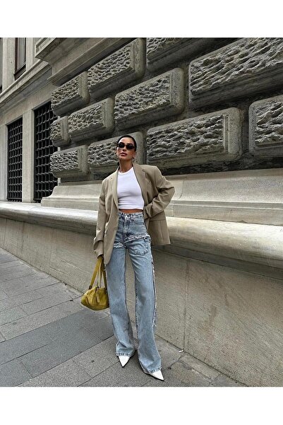 More Blue Front Detail Jeans