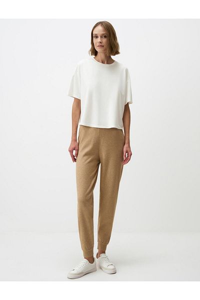 Jimmy Key Beige Melange High Waist Relaxed Fit Jogger Pants