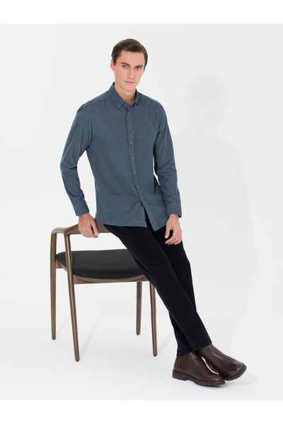 Cacharel Koyu Gri Slim Fit Uzun Kollu Gömlek 50257239-VR080