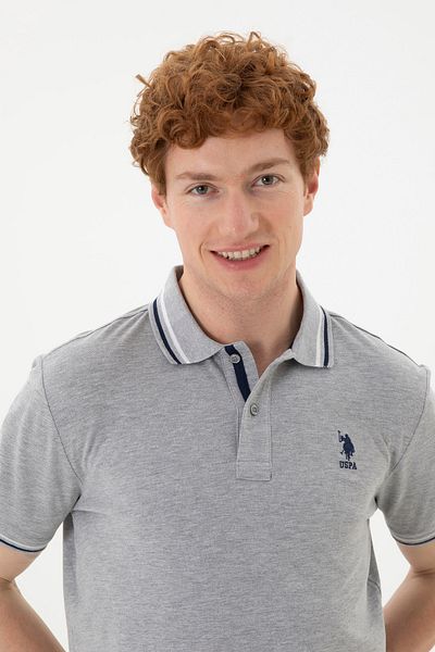 U.S. Polo Assn. Ανδρικό μπλουζάκι Grey Melange Basic - 50284639 -VR109