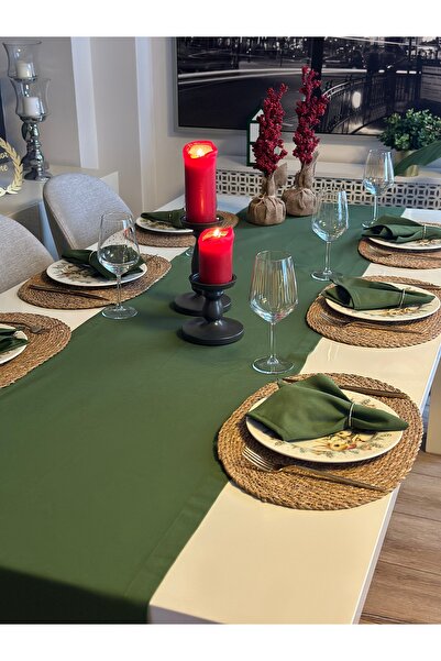 Decamor home Pamuklu Dertsiz Leke Tutmaz Yeşil Uzun Runner