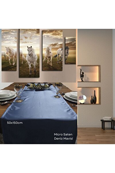 Leora Home Micro Saten Yemek Masa Örtüsü Runner - 50 x 150 cm - 33 farklı ren...