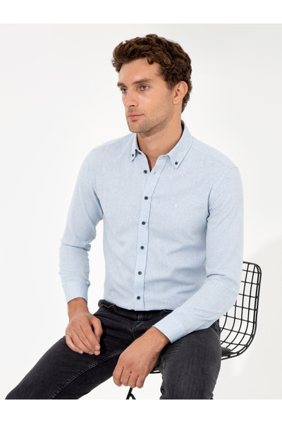 Cacharel Açık Mavi Slim Fit Uzun Kollu Gömlek 50256919-VR003