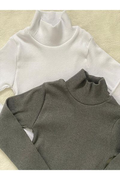 Wearflawless Women's 2-Piece Long Sleeve Ribbed Turtleneck Knitted Camisole Blouse
