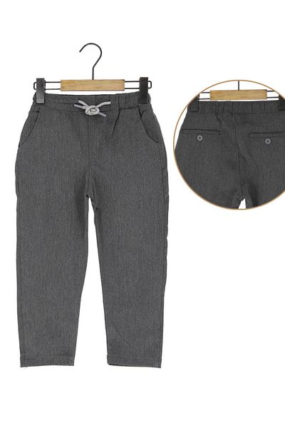 NR NarRengi 6-10 Years Old Men's Gray Gabardine Trousers - Schoolwear, Elastic