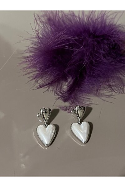 Home Altın Yaldızlı Kalpli Sedef Küpe Ithal Paslanmaz Çelik Küpe