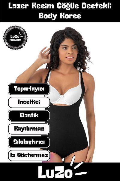LuZo Premium Series Non-Marking Non-Slip Shaping Gathering Laser Cut Chest Support Body Corset