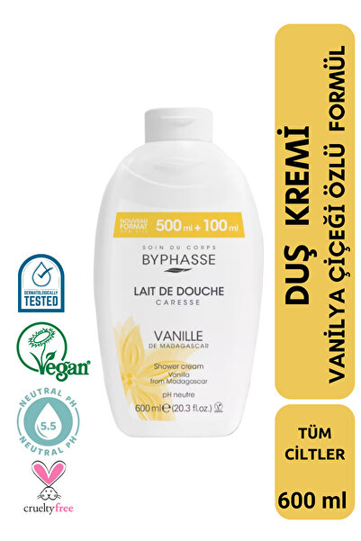 BYPHASSE Caresse Vanilya Çiçeği Özlü Kremli Duş Jeli 600ml