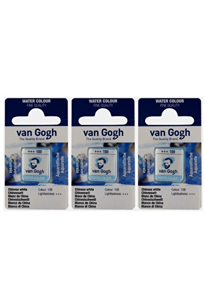 Van Gogh Yarım Tablet Sulu Boya 3 Adet Set Chinese Whıte 108 Beyaz