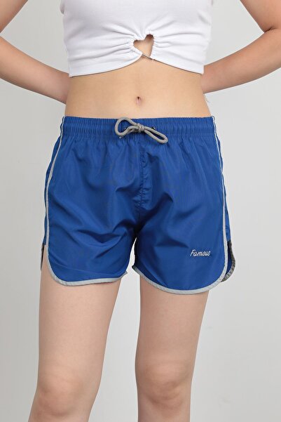 John Borners Pantaloni scurți de baie pentru femei Saks Blue - șireturi, cauciuc ușor, croi scurt - 5402