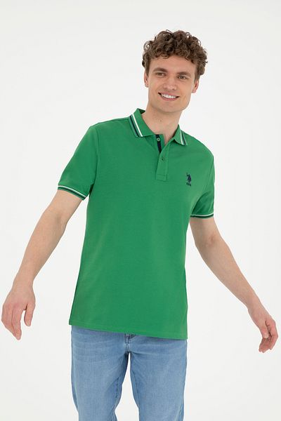 U.S. Polo Assn. Ανδρικό μπλουζάκι με κανονική εφαρμογή Polo Neck Green Basic 50284639 -vr054