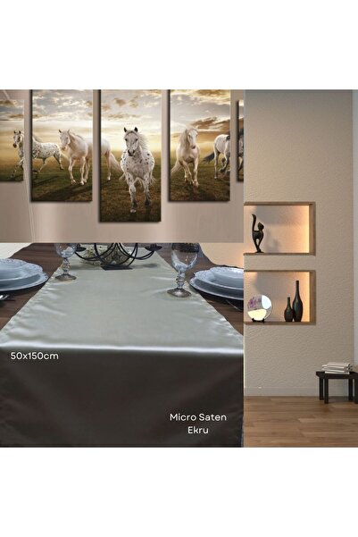 Leora Home Micro Saten Yemek Masa Örtüsü Runner - 50 x 150 cm - 33 farklı ren...