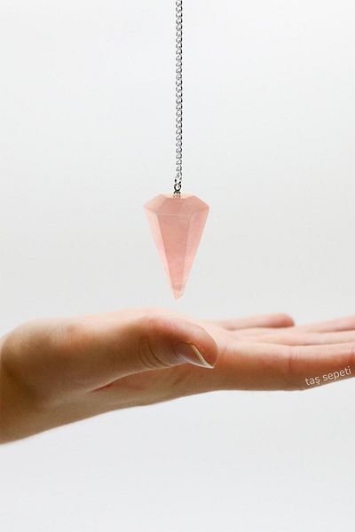 TAŞ SEPETİ Pink Quartz Natural Stone Pendulum Pendulum