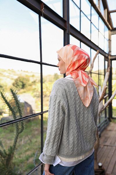 İpekhan Μαλακό κασκόλ με σχέδιο İpekhan Amanda Μπεζ πορτοκαλί 1170-15